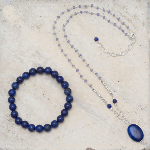 Lapis Bead Stretch Bracelet