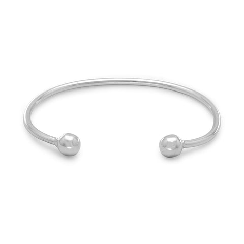 Sterling Silver Bypass Ball Bangle | BSS005-W | Valina Fine Jewelry