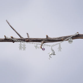 Oxidized 3D Stork with Baby Charm