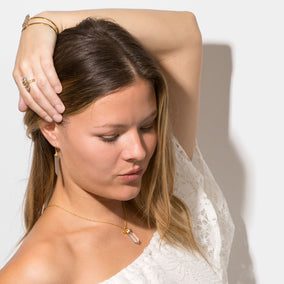 14 Karat Gold Plated Split Cuff with Gray Moonstone Spike