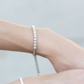 Rhodium Plated CZ Slide Bracelet