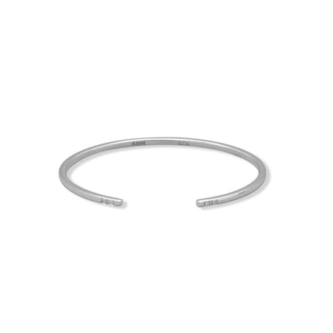 Rhodium Plated Square Tube Cuff with CZ Ends