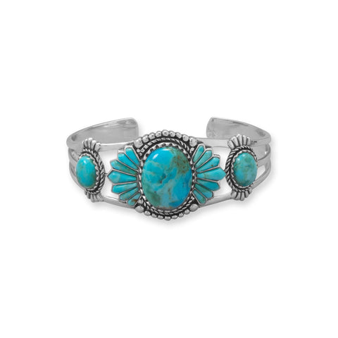 Oxidized Turquoise Southwest Style Cuff Bracelet