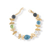 6.5" + 1" Lovely Leaves! 14 Karat Gold Plated Multi Stone Bracelet