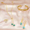 14 Karat Gold Plated Aqua Chalcedony Lariat Necklace