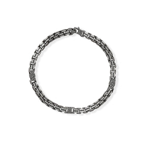 Mens Curb Chain ID Bracelet with Handmade Snakeskin Plate Black Ruthenium Brushed Sterling Silver Mens Curb Chain ID Bracelet with Handmade Snakeskin Plate Black Ruthenium Brushed Sterling Silver