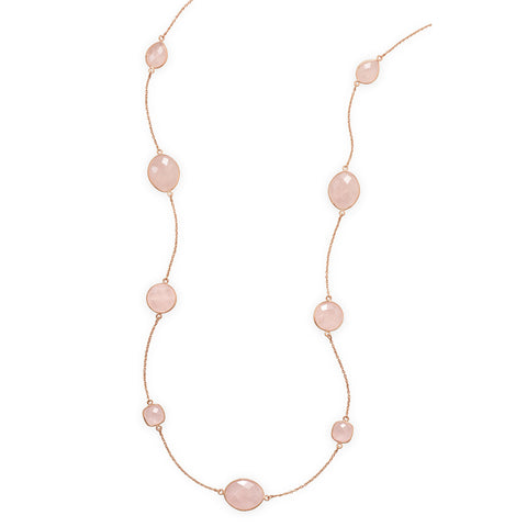 24" 14 Karat Gold Plated Rose Quartz Necklace