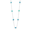 16" + 2" Rhodium Plated Synthetic Blue Opal Necklace