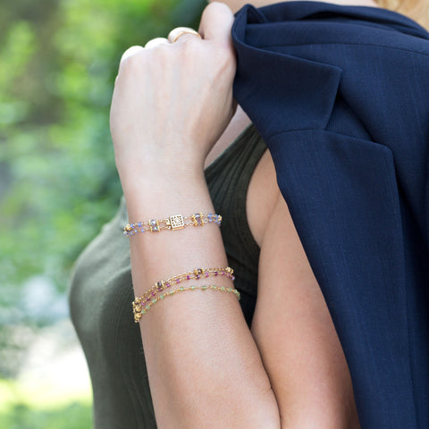 7" Double Strand Tanzanite and Citrine Bracelet