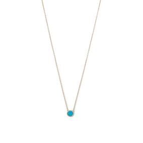 14 Karat Gold Plated Mini Synthetic Blue Opal Necklace