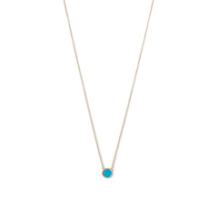 14 Karat Gold Plated Mini Synthetic Blue Opal Necklace