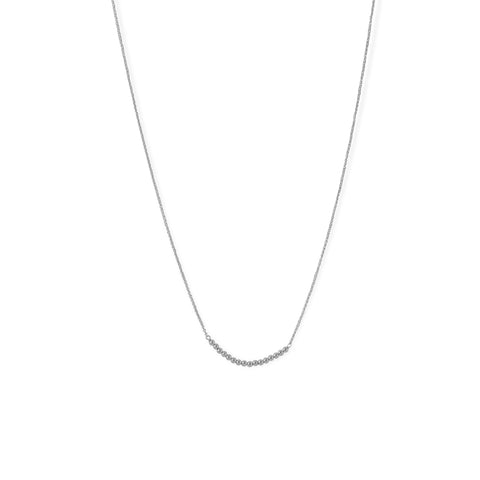 Rhodium Plated 2mm Bead Bar Necklace