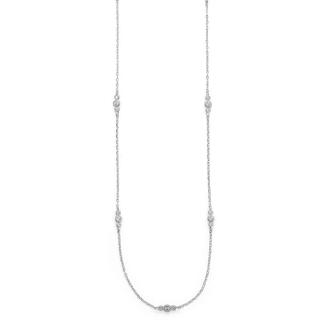 30" Rhodium Plated 13 Station CZ Necklace