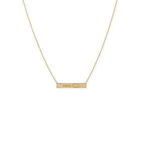 16" + 2” 14 Karat Gold Plated "Mama Bear" Bar Necklace
