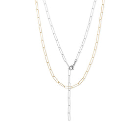 21" 14 Karat Gold Plated Paperclip Chain Necklace