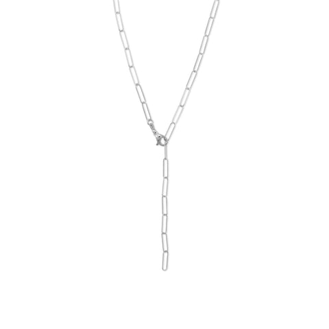 21" Rhodium Plated Paperclip Chain Necklace