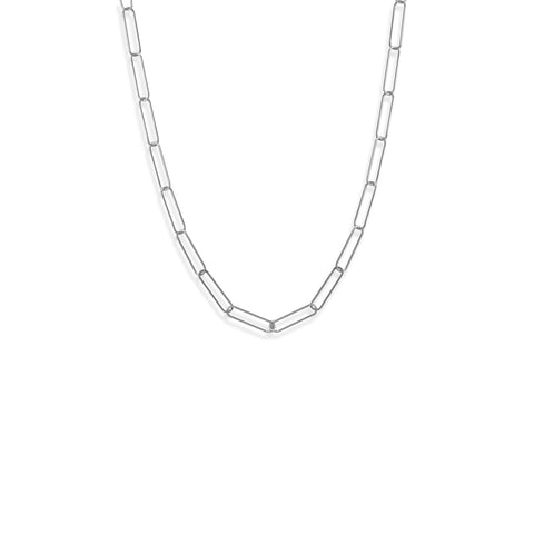 21" Rhodium Plated Paperclip Chain Necklace