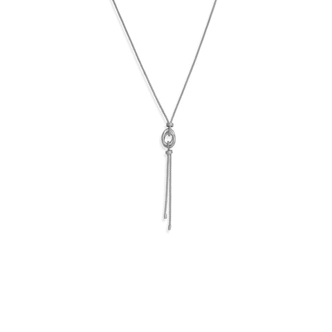 24" + 2" Rhodium Plated Double Link Long Lariat Necklace