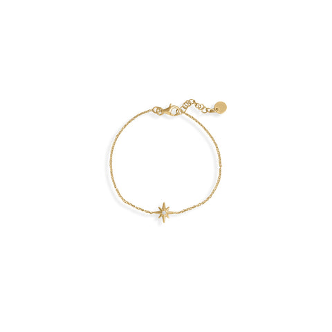 6.5"+1" 14 Karat Gold Plated CZ Star Bracelet