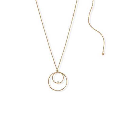 Adjustable 22" 14/20 Gold Filled Double Circle with CZ Necklace