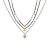 16" + 2" 14 Karat Gold Plated Charm and Black Spinel Necklace