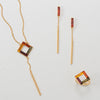24 Karat Gold Plated Square Multi Color Baltic Amber Drop Necklace