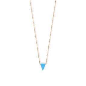 16" + 2" 14 Karat Gold Plated Synthetic Opal Triangle Necklace