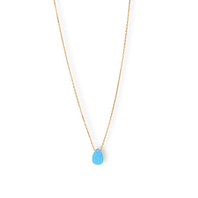 16" + 2" 14 Karat Gold Plated Synthetic Opal Pear Necklace