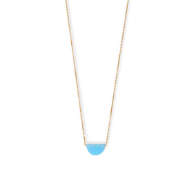 16" + 2" 14 Karat Gold Plated Synthetic Opal Semicircle Necklace