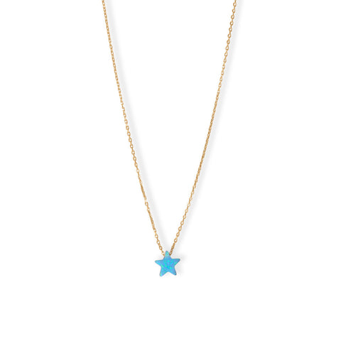 16" + 2" 14 Karat Gold Plated Synthetic Opal Star Necklace