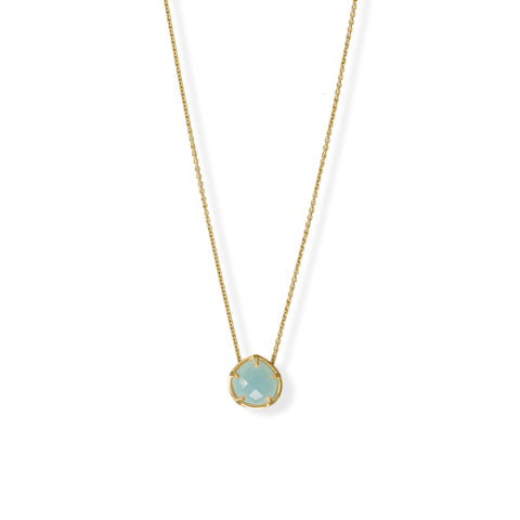 16" + 2" 14 Karat Gold Plated Pear Chalcedony Necklace