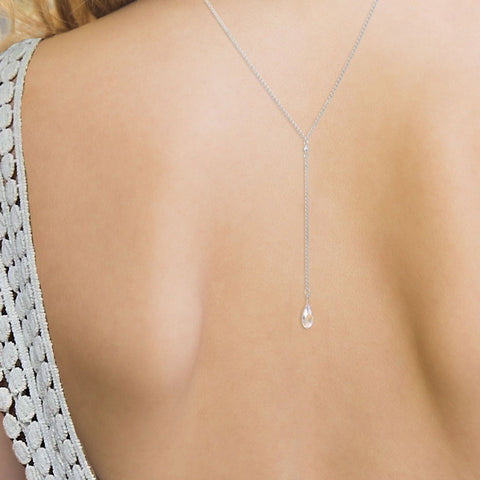 Dazzling Swarovski Crystal Back Drop Necklace