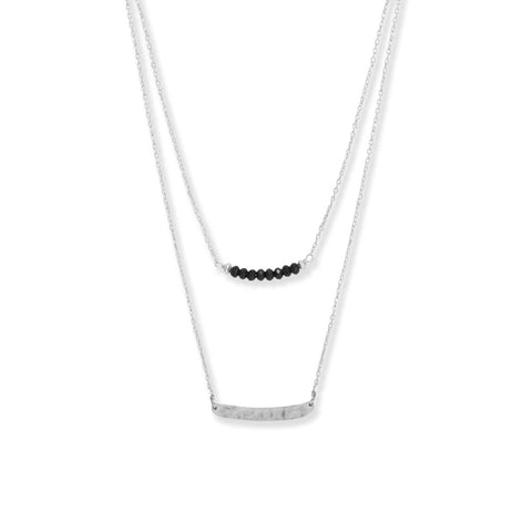 16" Double Strand Black Onyx and Curved Bar Necklace