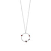 16" + 2" Rhodium Plated Garnet and Hammered Circle Necklace