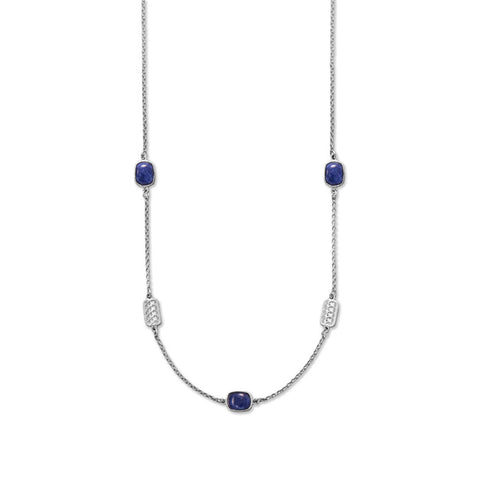 16" + 2" Sodalite and Woven Design Accent Necklace