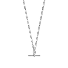 16" + 2" Rhodium Plated CZ Decorated Toggle Bar Necklace