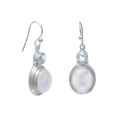 Blue Topaz and Moonstone Earrings