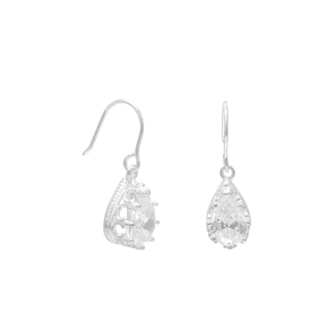 Crown Edge CZ French Wire Earrings