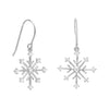 Rhodium Plated 8 Point CZ Snowflake Earrings
