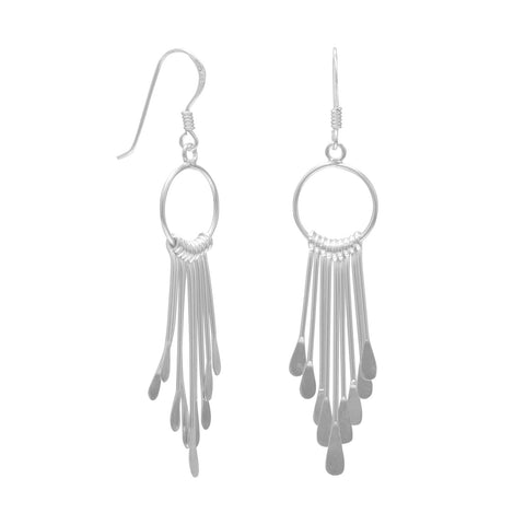 Open Circle and Bar Drop French Wire Earrings