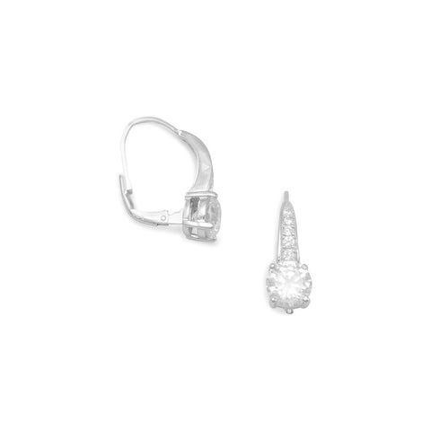 Rhodium Plated Graduated CZ Lever Back Earrings