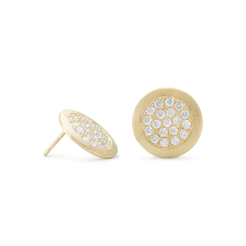 14 Karat Gold Plated Pave CZ Post Earrings