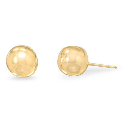 14 Karat Gold Plated 10mm Ball Stud Earrings