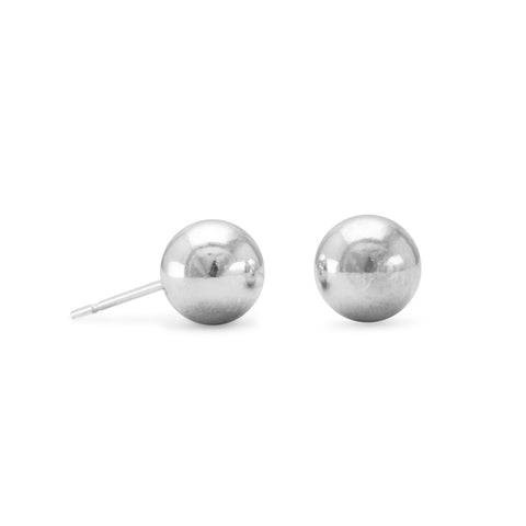 Rhodium Plated 8mm Ball Stud Earrings