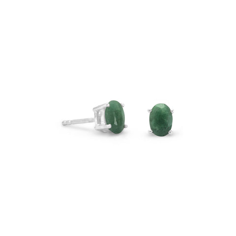 Faceted Oval Emerald Earrings