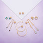 14 Karat Gold Plated Lariat Style Earrings with Chalcedony Drop