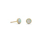 14 Karat Gold Plated Synthetic White Opal Bezel Studs