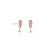 14 Karat Rose Gold Plated CZ Champagne Glass Stud Earrings