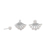 Rhodium Plated CZ and Cultured Freshwater Pearl Front/Back Earrings