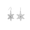 Rhodium Plated 6 Point CZ Snowflake French Wire Earrings